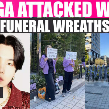 SUGA’s Anti-Fans Resurface, Label Him a ‘Criminal’, Disturbing Funeral Wreaths Line HYBE’s Building | Watch