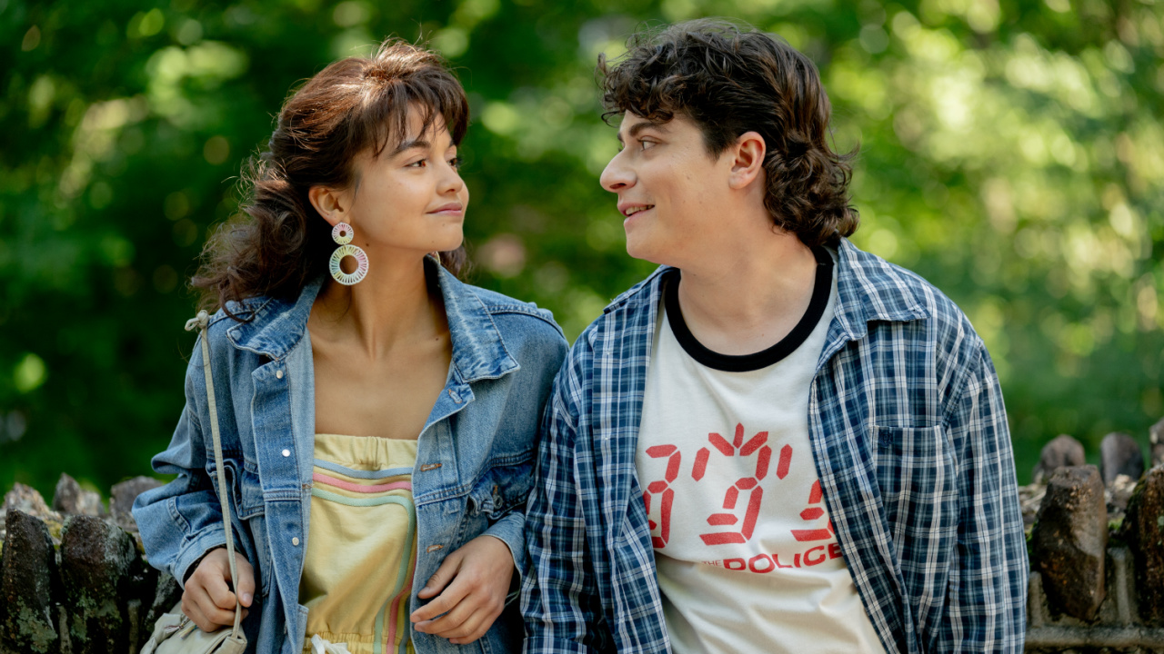 (L to R) Siena Agudong as Melody Barnegat and Austin Zajur as Brian David in the Romantic Comedy, 'The 4:30 Movie', a Saban Films release. Photo courtesy of Ralph Bavaro.