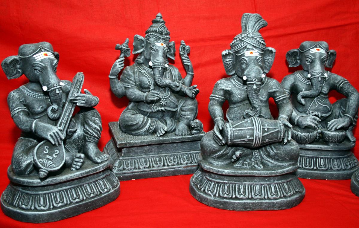 Different forms of the deity displayed at the Poompuhar exhibition in Coimbatore. 