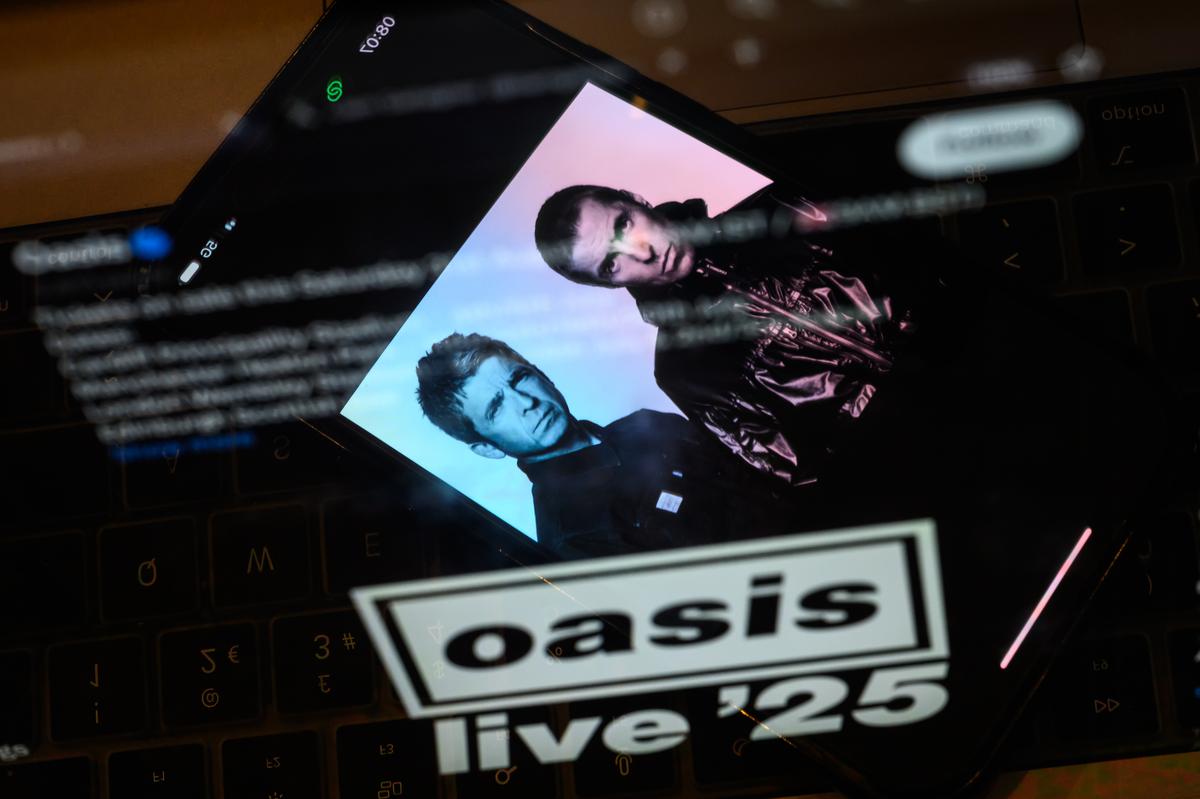 In this photo illustration on X, formerly Twitter, Oasis announce their reunion gigs for next summer on August 27, 2024 in London, England. Brothers Liam and Noel Gallagher, estranged for over 15 years, announce they are due to reunite their band Oasis for a series of concerts next summer. The Manchester band had a string of hits in the 1990’s including Wonderwall, Champagne Supernova and Don’t Look Back In Anger.