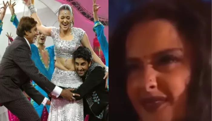 Amitabh Bachchan And Abhishek Bachchan Dance With Aishwarya Rai, Rekha Gives An Epic Reaction