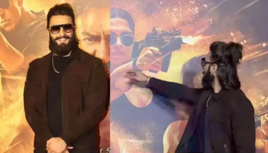 Ranveer Kisses Deepika’s Poster At Singham Again Launch Party