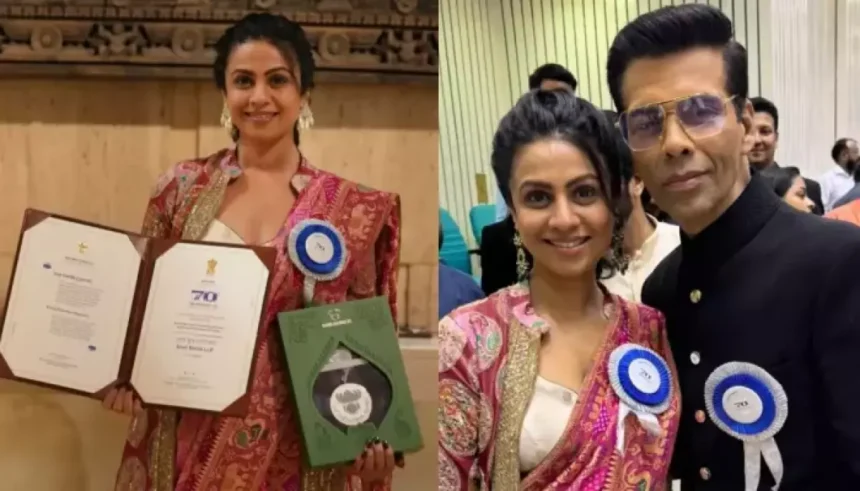 Manasi Parakhe Stuns In Jacket Saree As She Receives Award For ‘Kutch Express’