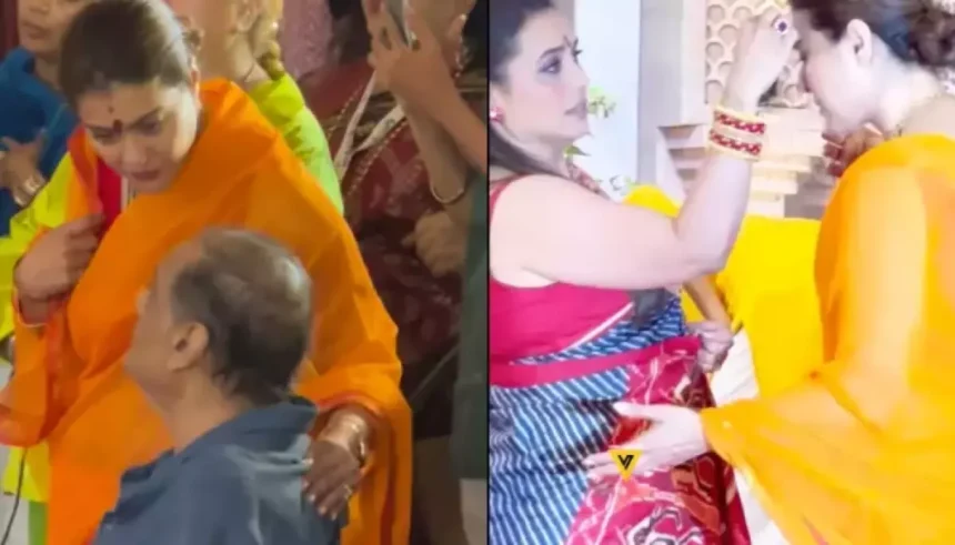 Kajol Faces Wardrobe Malfunction During Durga Puja 2024, She Maintains Her Calm, Video Inside