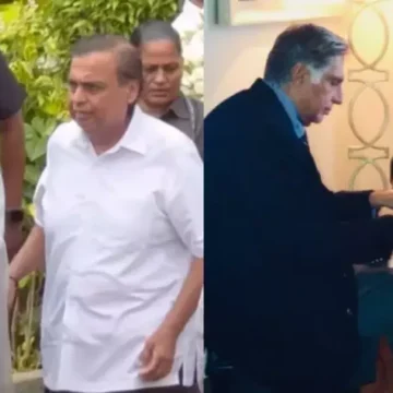 Mukesh Ambani With Wife, Nita Ambani, Akash And Shloka Pay Their Respect