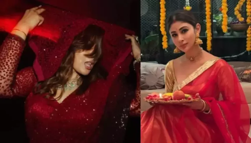 Mouni Roy and Lin Laishram All Decked Up In Stunning Attires While Celebrating Karwa Chauth