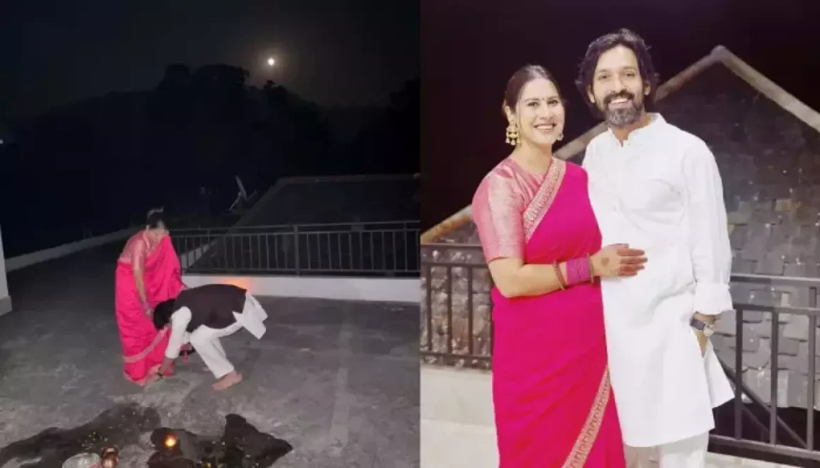 Vikrant Massey Touches Wife Sheetal’s Feet While She Opens Karwa Chauth Fast By Taking His Blessings