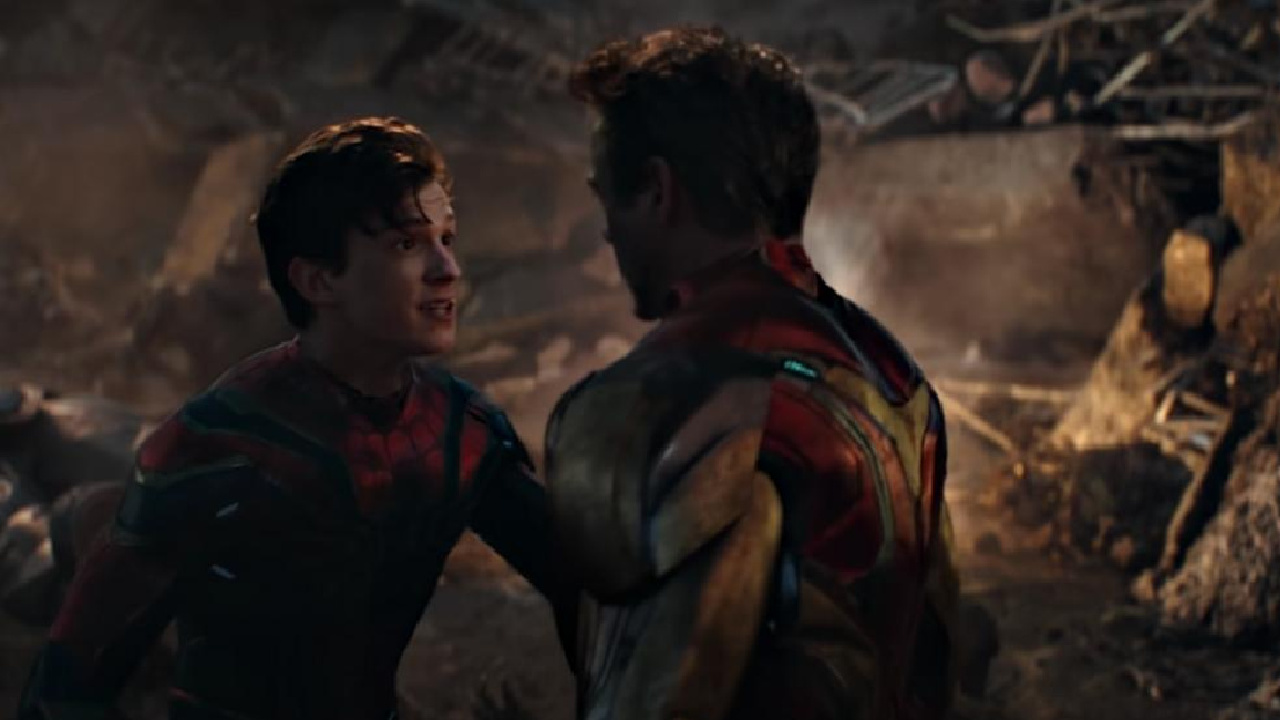 (L to R) Tom Holland and Robert Downey Jr. in 'Avengers: Endgame.' Photo: Marvel Studios.