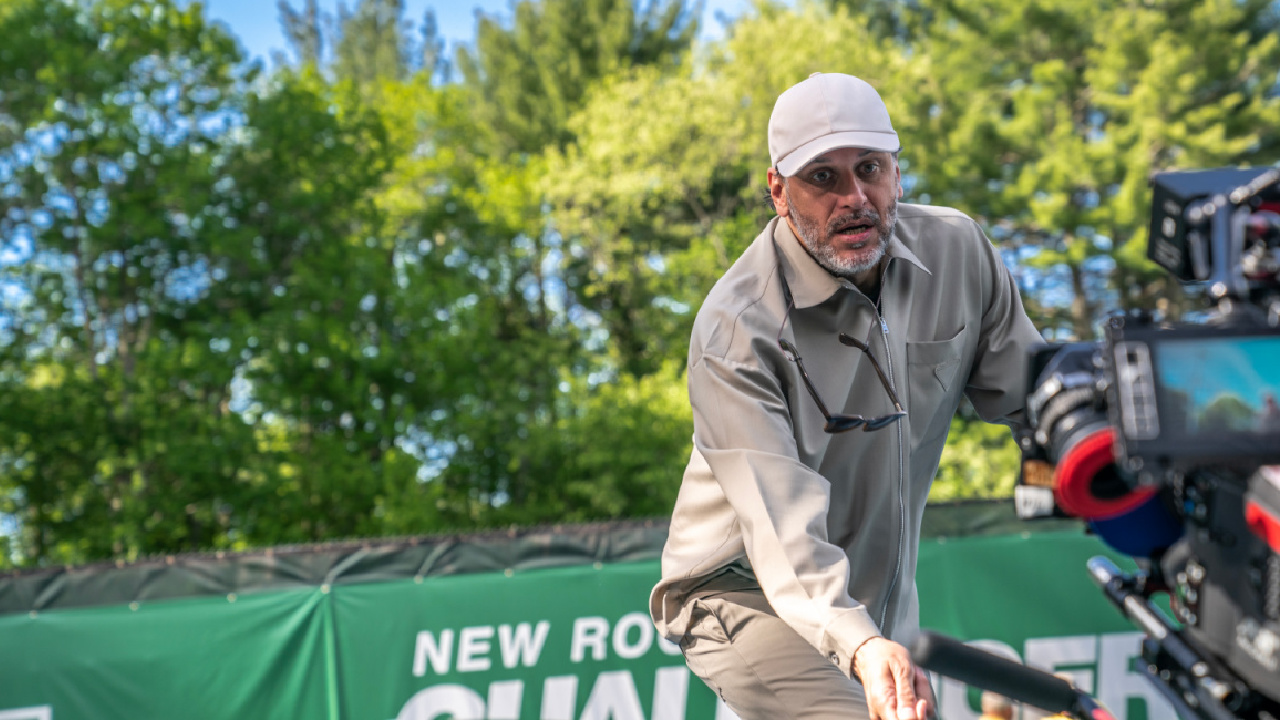 Director Luca Guadagnino on the set of 'Challengers', a Metro Goldwyn Mayer Pictures film. Credit: Niko Tavernise / Metro Goldwyn Mayer Pictures. © 2023 Metro-Goldwyn-Mayer Pictures Inc. All Rights Reserved.