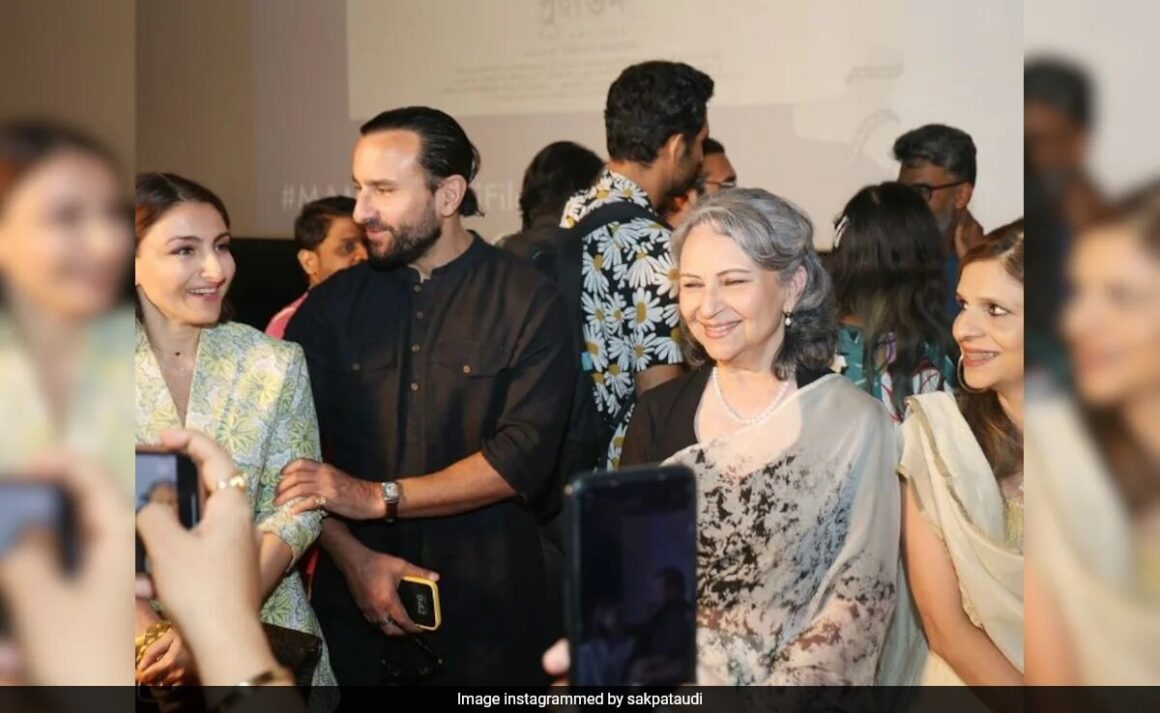 Saif Ali Khan Along With Sisters Soha And Saba Attend Mom Sharmila Tagore’s Puratawn Screening