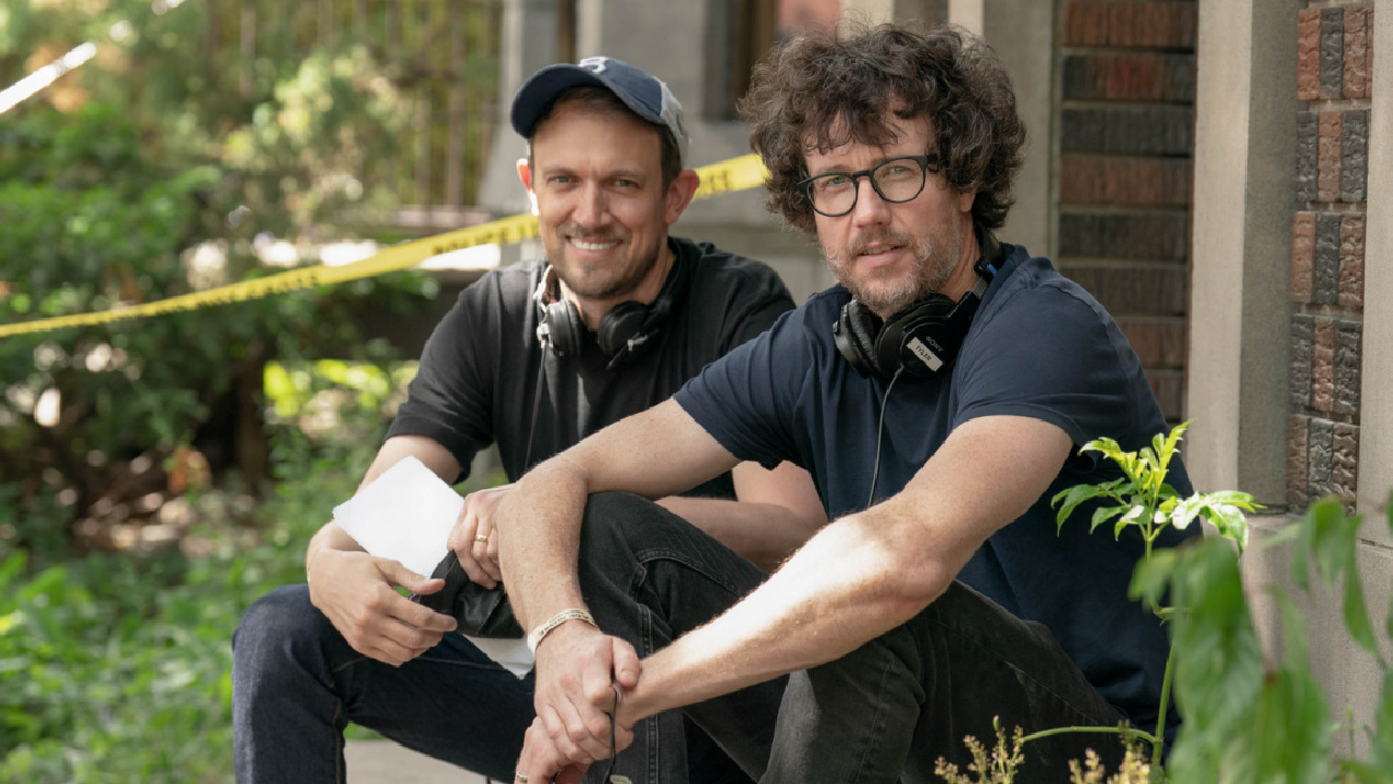 Director Matt Bettinelli-Olpin, left, and Director Tyler Gillett on the set of Paramount Pictures and Spyglass Media Group's 'Scream VI.'