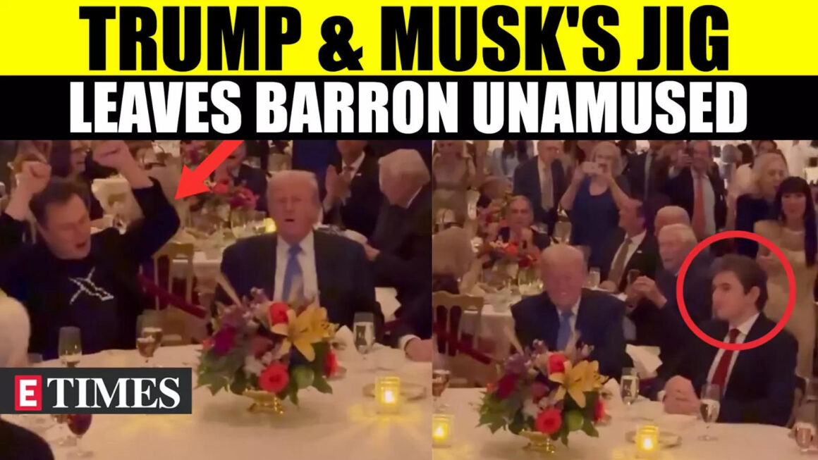 Donald Trump & Elon Musk Dance At Thanksgiving Dinner; Barron’s Awkward Reaction Sparks Meme Fest