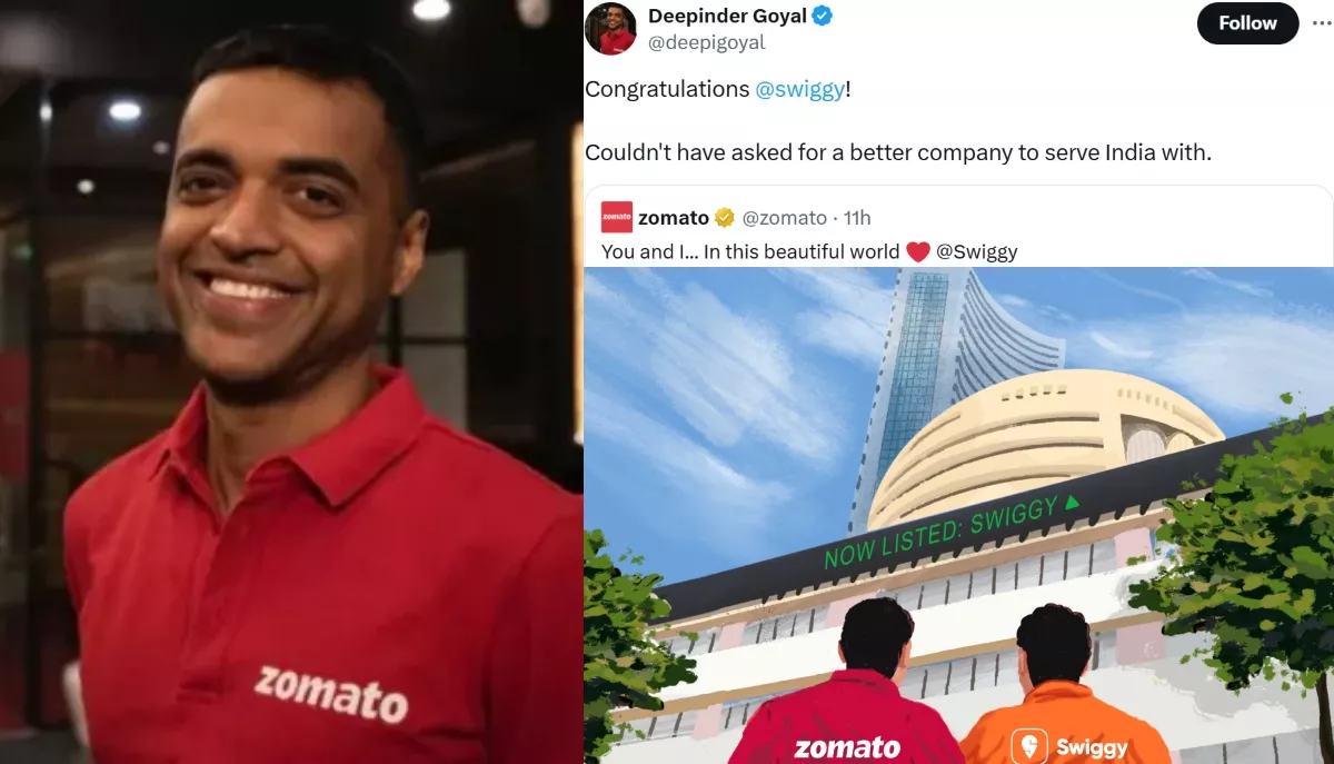 Zomato's Deepinder Goyal congratulates Swiggy on entering into the stock market