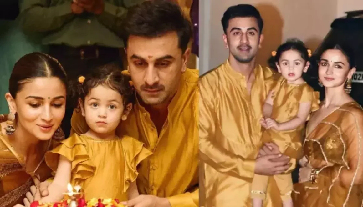 Raha Twins With Daddy, Ranbir Kapoor And Mommy, Alia Bhatt For Diwali, Trio Stuns in Mustard-Gold