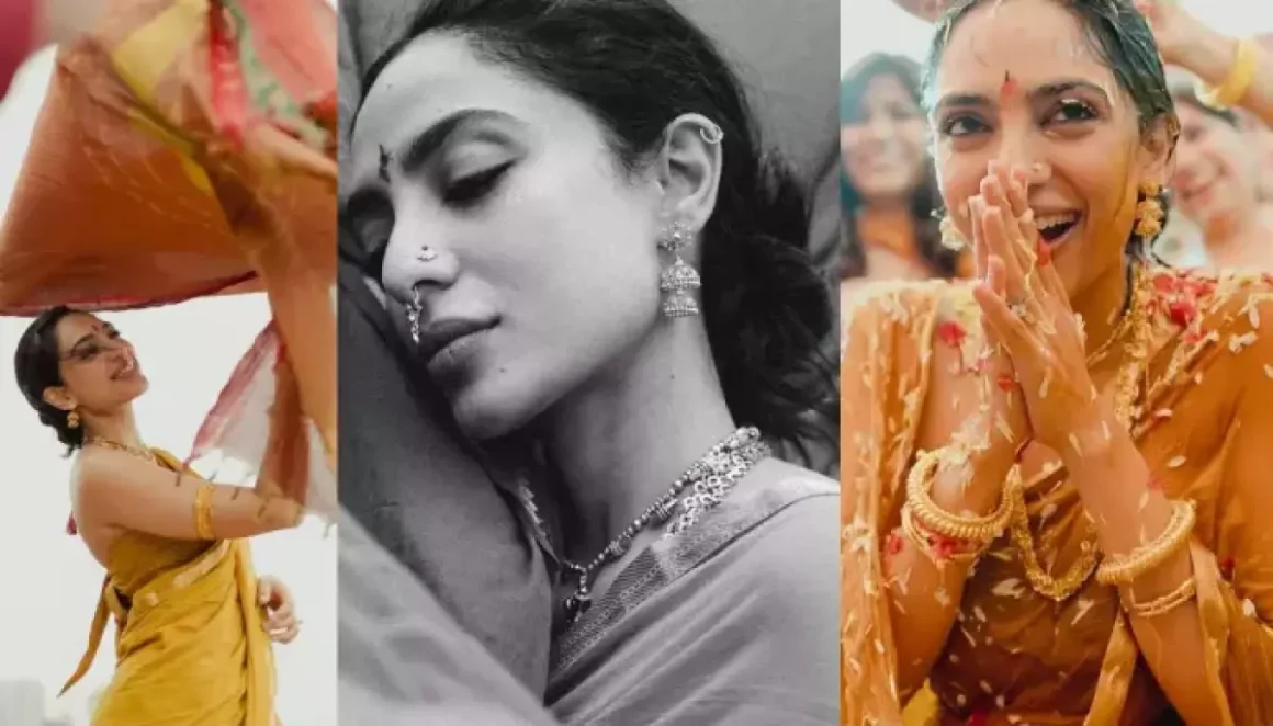 Sobhita Dhulipala Is A Sight To Behold In A Khadi Saree With A Tube Blouse And Gold Jewels For Haldi