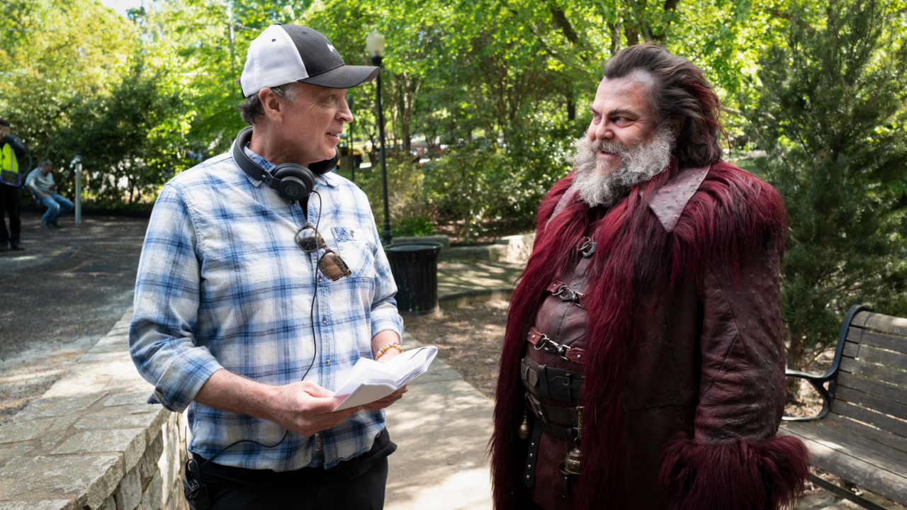 (L to R) Director Bobby Farrelly and Jack Black on the set of Paramount Pictures presents a Farrelly Brothers / Kraymation Films production, a Bobby Farrelly film, 'Dear Santa'.