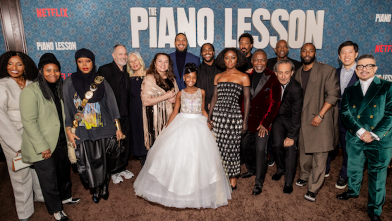 (L to R) Pauletta Washington, Katia Washington, Erykah Badu, Todd Black, Jennifer Roth, Constanza Romero, Ray Fisher, Skylar Aleece Smith, Malcolm Washington, Danielle Deadwyler, Corey Hawkins, Michael Potts, Denzel Washington, Alexandre Desplat, John David Washington, Dan Lin and Virgil Williams attend Netflix's 'The Piano Lesson' LA premiere at The Egyptian Theatre Hollywood on November 19, 2024 in Los Angeles, California. Photo: Roger Kisby/Getty Images for Netflix.