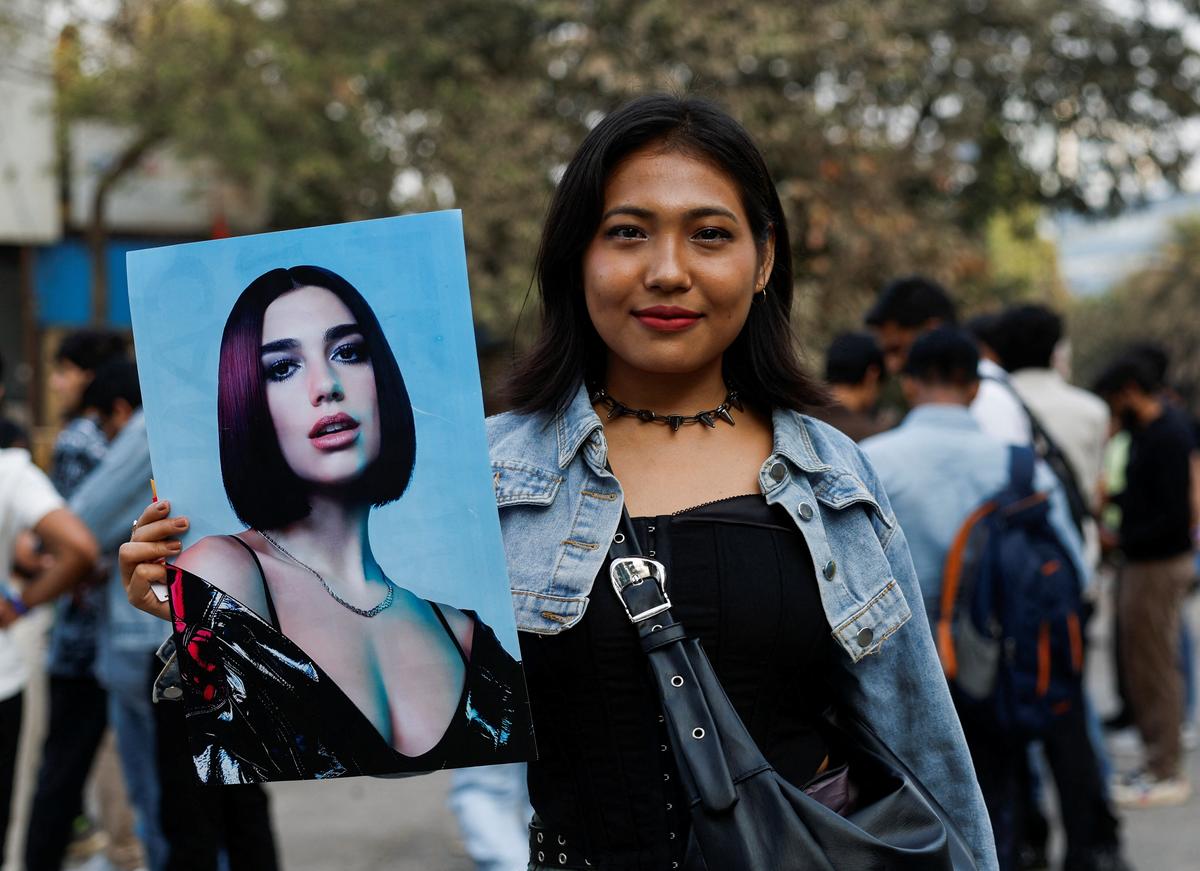 Barsika, a fan who travelled from North East India to attend the Dua Lipa concert, poses for a picture in Mumbai, India 