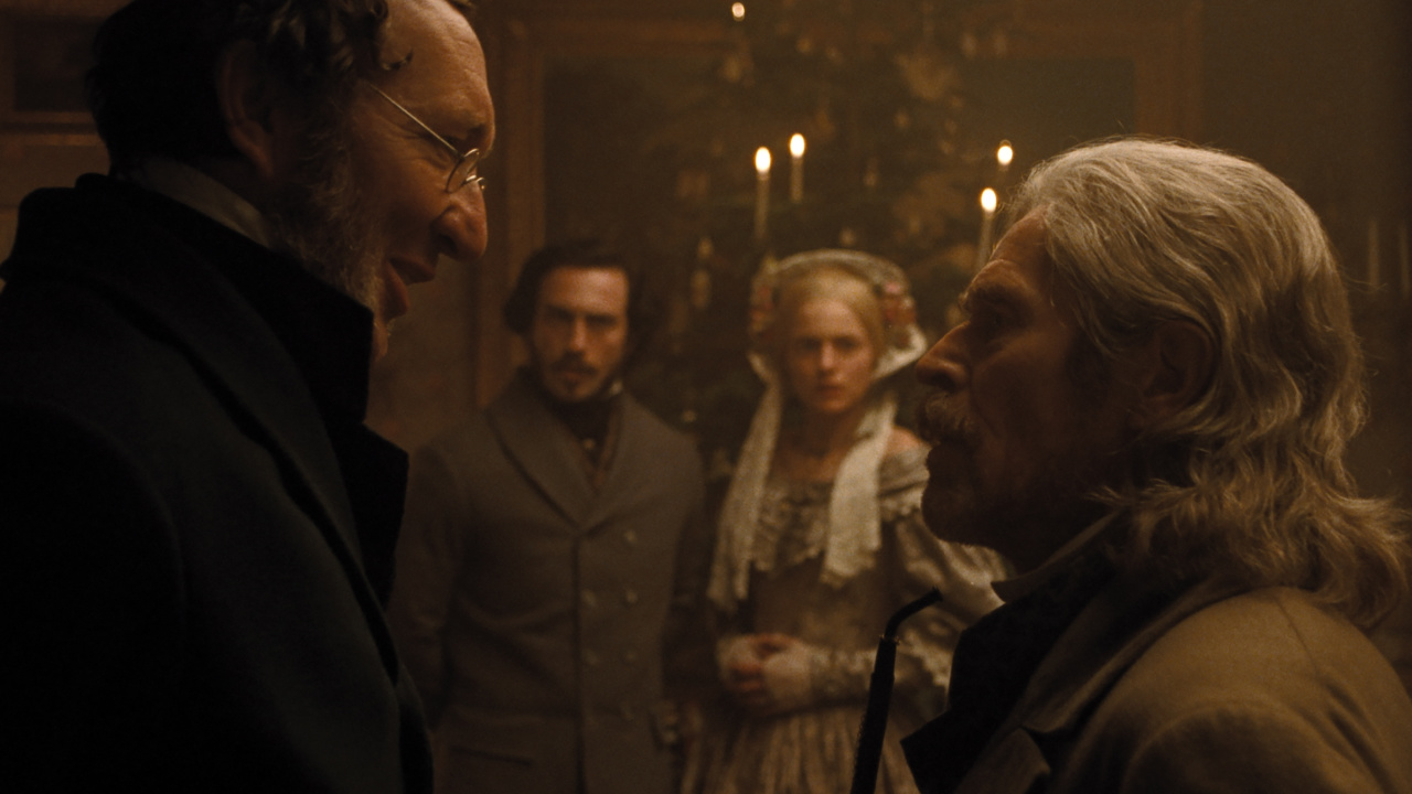 (L to R) Ralph Ineson stars as Dr. Wilhelm Sievers, Aaron Taylor-Johnson as Friedrich Harding, Emma Corrin as Anna Harding and Willem Dafoe as Professor Albin Eberhart von Franz in director Robert Eggers 'Nosferatu', a Focus Features release. Photo: Courtesy of Focus Features / © 2024 Focus Features LLC.