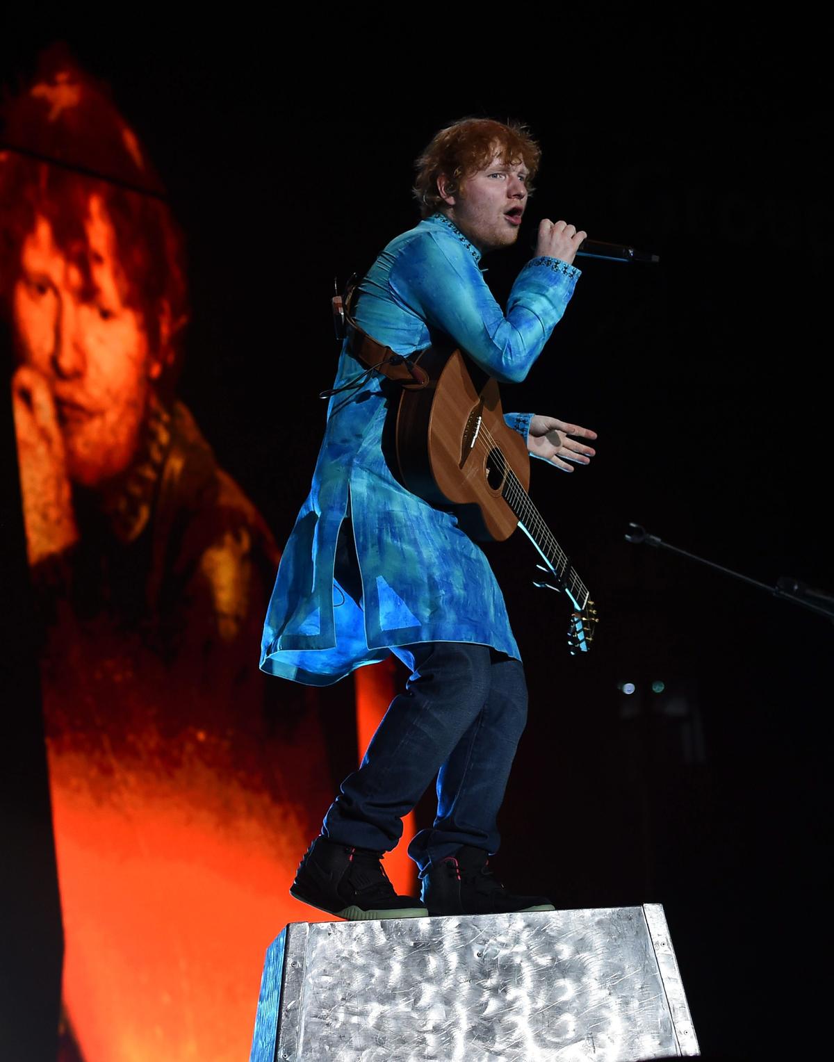  British songwriter and singer Ed Sheeran performs at a concert in Mumbai 