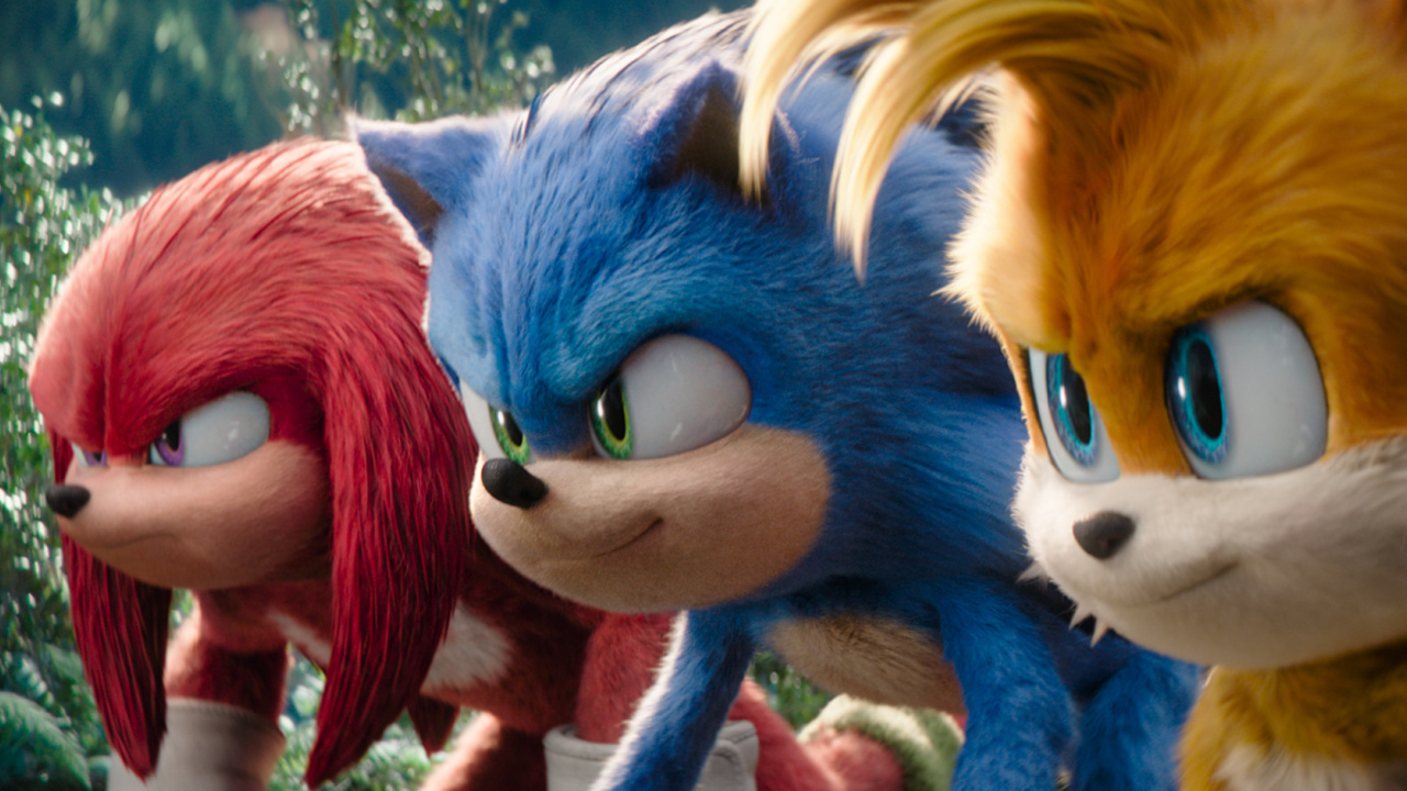 (L to R) Knuckles (Idris Elba), Sonic (Ben Schwartz) and Tails (Colleen O'Shaughnessey) in 'Sonic the Hedgehog 3' from Paramount Pictures and Sega of America, Inc.