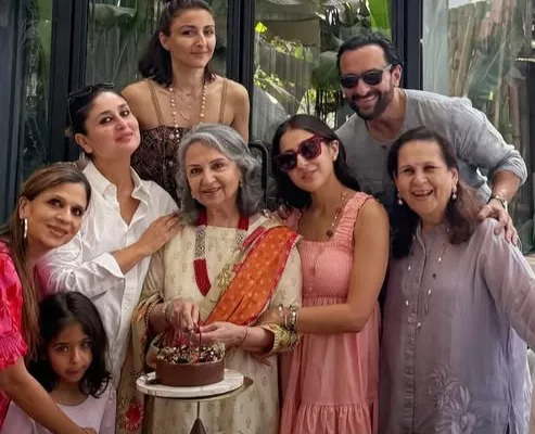 Sharmila Tagore, Taimur Ali Khan, Jeh Ali Khan, Saif Ali Khan, Kareena Kapoor Khan, Sara Ali Khan, Shaba Ali Khan, Soha Ali Khan