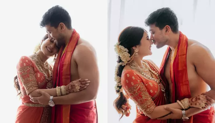 Tamil Actor, Kalidas Jayaram And Tarini Kalingarayar Share Their First Pic As Husband And Wife