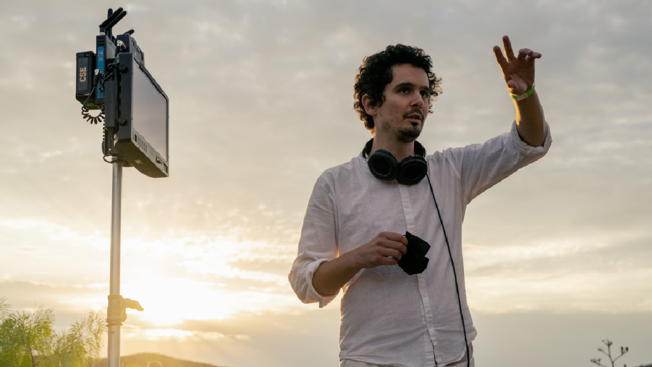 Director Damien Chazelle on the set of 'Babylon' from Paramount Pictures.