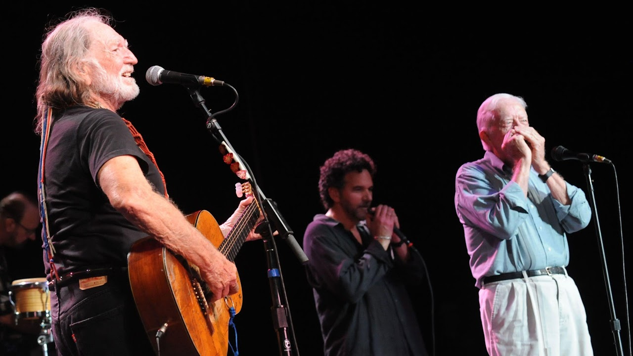 (L to R) Willie Nelson and President Jimmy Carter in the documentary 'Jimmy Carter: Rock & Roll President'. Photo: CNN Films.