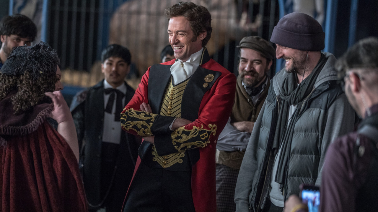 (L to R) Hugh Jackman and director Michael Gracey on the set of 'The Greatest Showman'. Photo: 20th Century Fox.