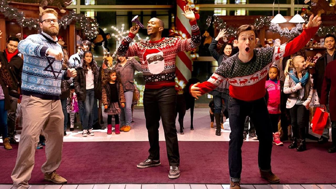 (L to R) Seth Rogen, Anthony Mackie, and Joseph Gordon-Levitt in 'The Night Before.' Photo: Sony Pictures Releasing.