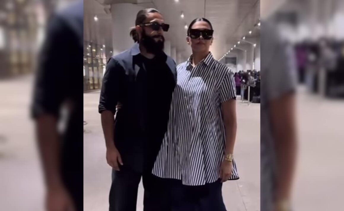 Deepika Padukone And Ranveer Singh Pose With The Paparazzi At Mumbai Airport