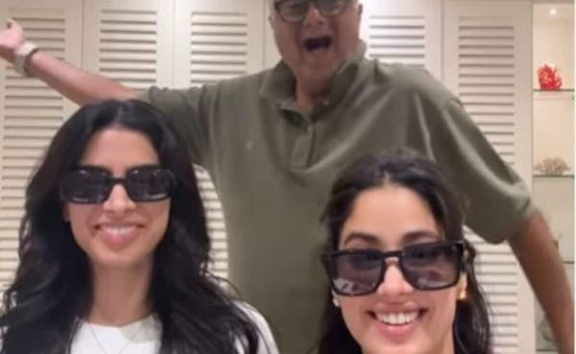 Janhvi And Khushi Kapoor Recreate Loveyapa Hook Step. A Cameo By Boney Kapoor