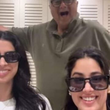 Janhvi And Khushi Kapoor Recreate Loveyapa Hook Step. A Cameo By Boney Kapoor