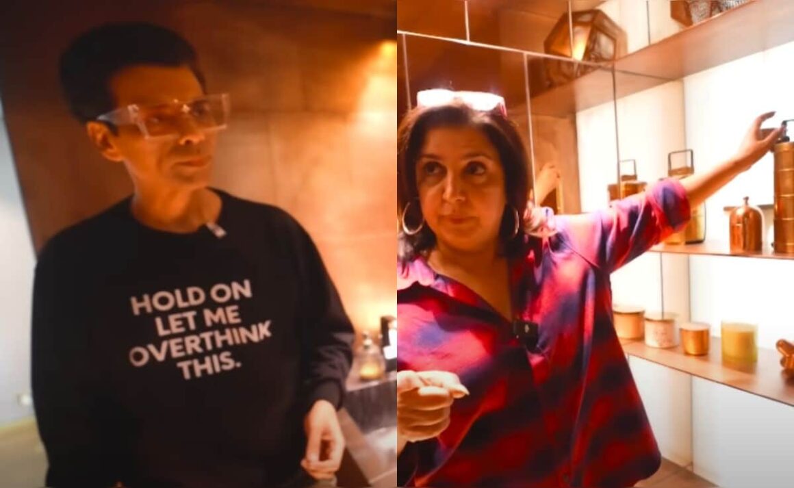 Farah Khan Gives A Tour Of Karan Johar’s Unique Bathroom, Featuring Copper And Tiffin Dabbas