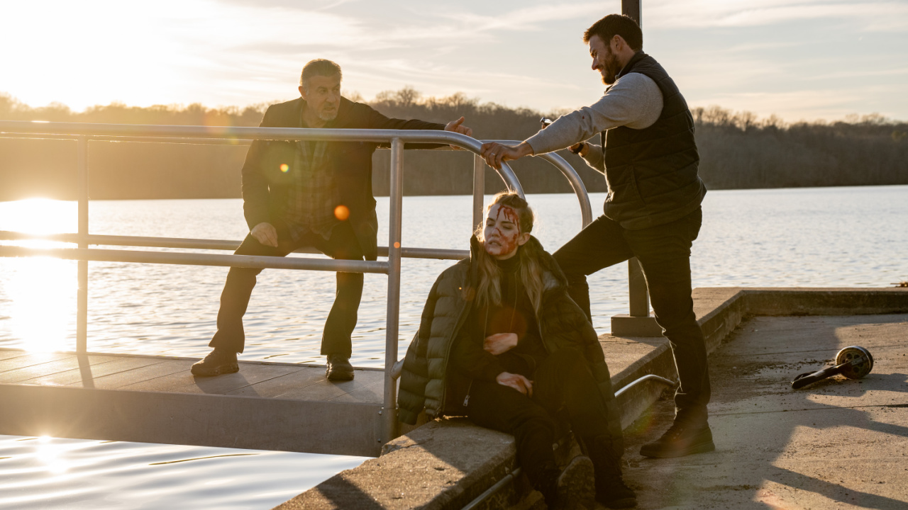 (L to R) Sylvester Stallone as “Chester,” Willa Fitzgerald as “Lara” and Scott Eastwood as “Joe” in the action crime thriller 'Alarum', a Lionsgate release. Photo courtesy of Lionsgate.