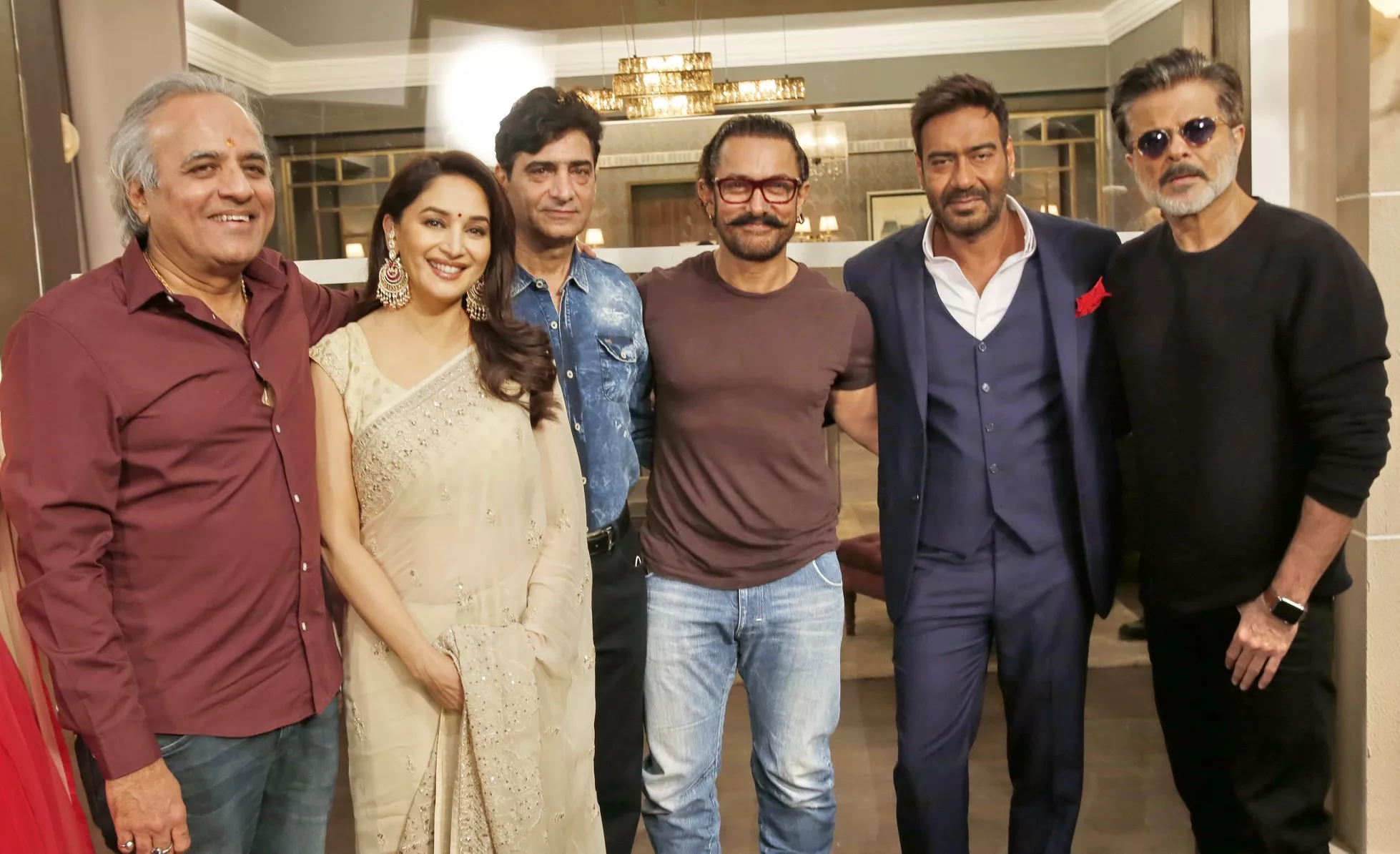 Madhuri Dixit, Indra Kumar, Aamir Khan, Anil Kapoor, Ajay Devgn