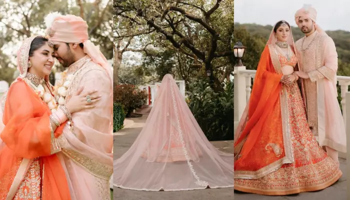 Aashna Shroff Turns MM Bride, Her Trailed Veil Was Twinned With Armaan, Had Sleek Floral Embroidery