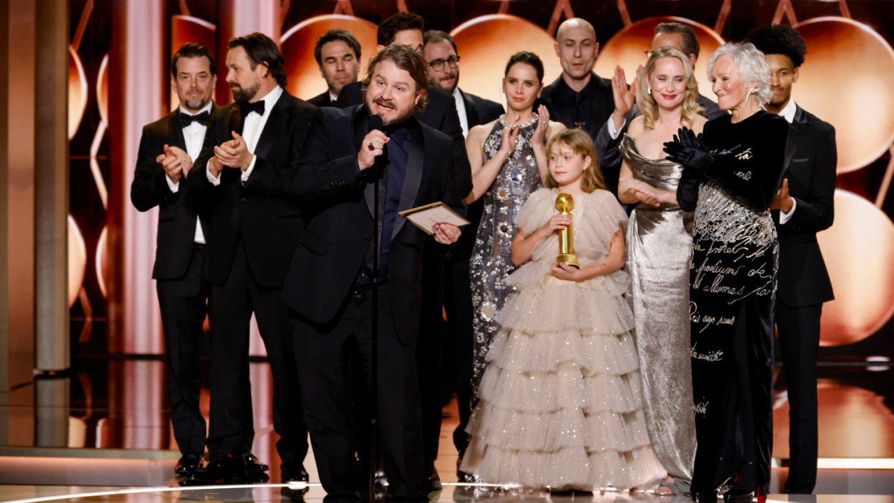 Brady Corbet accepts the award for Motion Picture - Drama at the 82nd Annual Golden Globe Awards, airing live from the Beverly Hilton in Beverly Hills, California on Sunday, January 5, 2025, at 8 PM ET/5 PM PT, on CBS and streaming on Paramount+. Photo: Sonja Flemming/CBS ©2025 CBS Broadcasting, Inc. All Rights Reserved.