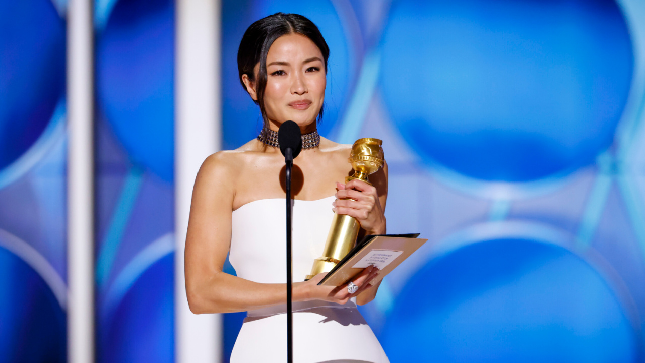 Anna Sawai accepts the award for Female Actor - TV Series - Drama at the 82nd Annual Golden Globe Awards, airing live from the Beverly Hilton in Beverly Hills, California on Sunday, January 5, 2025, at 8 PM ET/5 PM PT, on CBS and streaming on Paramount+. Photo: Sonja Flemming/CBS ©2025 CBS Broadcasting, Inc. All Rights Reserved.