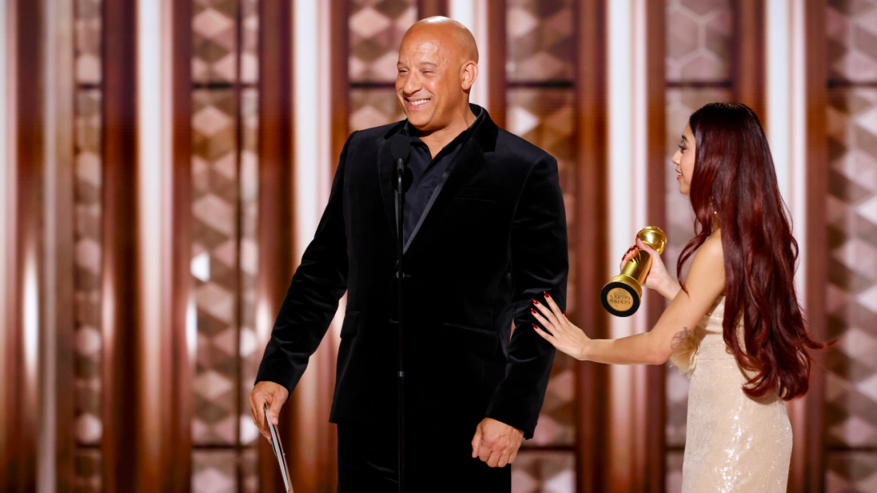 Vin Diesel at the 82nd Annual Golden Globe Awards, airing live from the Beverly Hilton in Beverly Hills, California on Sunday, January 5, 2025, at 8 PM ET/5 PM PT, on CBS and streaming on Paramount+. Photo: Sonja Flemming/CBS ©2025 CBS Broadcasting, Inc. All Rights Reserved.