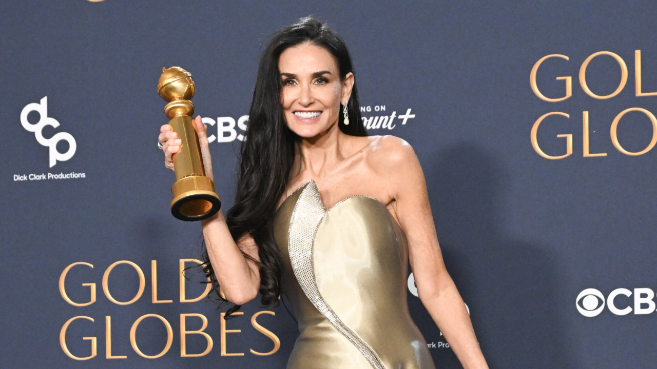 Demi Moore at the 82nd Annual Golden Globes®, airing live from the Beverly Hilton in Beverly Hills, California on Sunday, January 5, 2025 at 8 PM ET/5 PM PT, on CBS and streaming on Paramount+. Photo: Phil McCarten/CBS ©2025 CBS Broadcasting, Inc. All Rights Reserved.