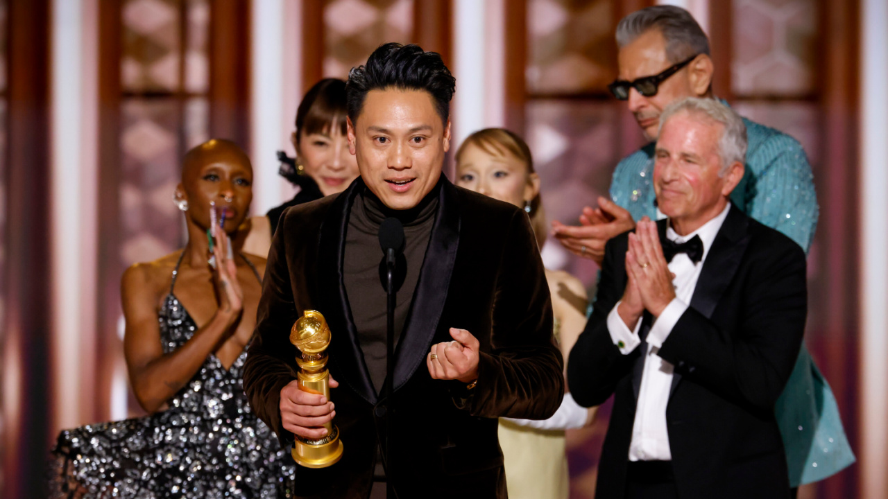 Jon M. Chu accepts the award for Cinematic and Box Office Achievement at the 82nd Annual Golden Globe Awards, airing live from the Beverly Hilton in Beverly Hills, California on Sunday, January 5, 2025, at 8 PM ET/5 PM PT, on CBS and streaming on Paramount+. Photo: Sonja Flemming/CBS ©2025 CBS Broadcasting, Inc. All Rights Reserved.