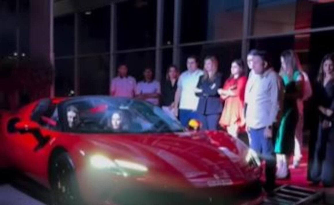 Madhuri Dixit Enjoys A Ride With Husband Shriram Nene In A Brand New Ferrari. Here’s How Much It Costs