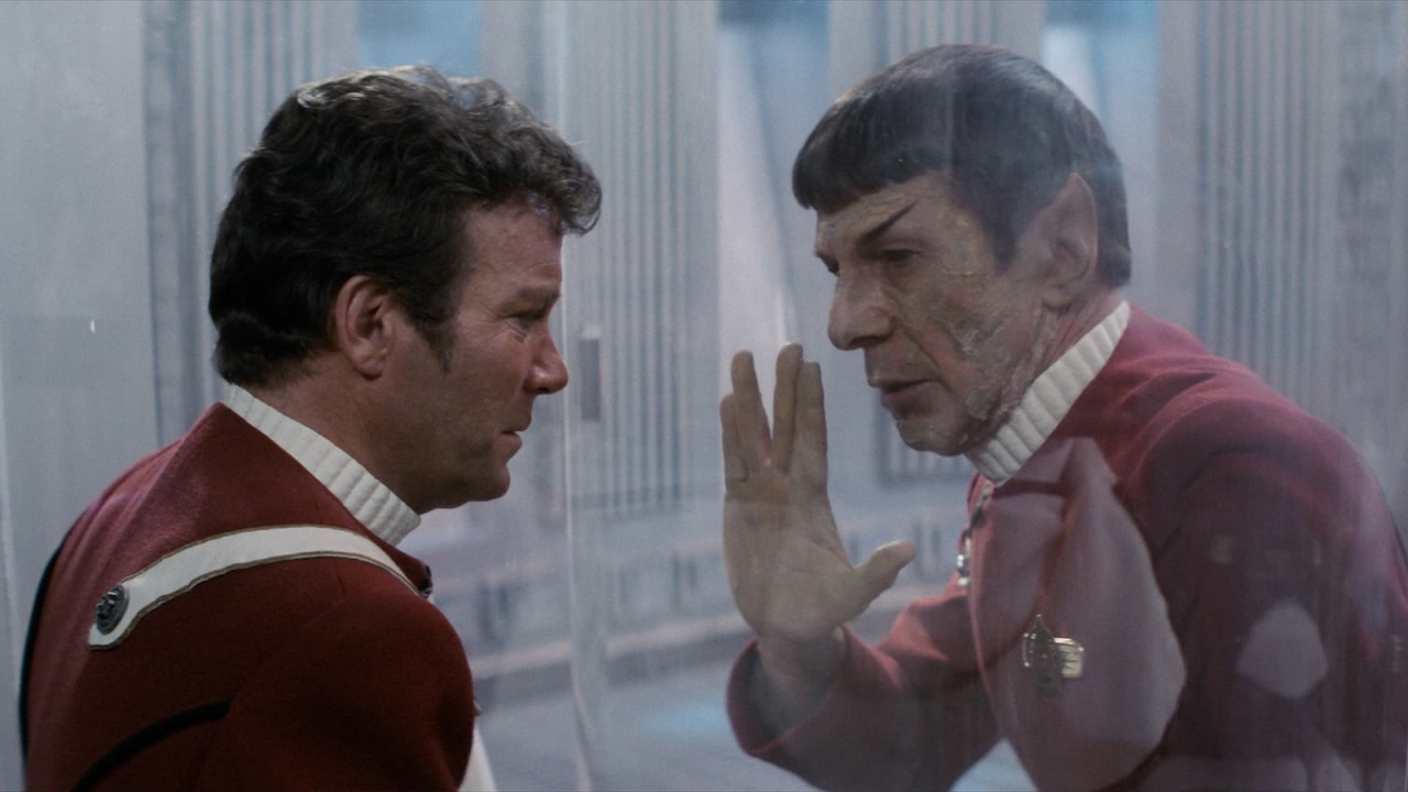 (L to R) William Shatner and Leonard Nimoy in 'Star Trek II: The Wrath of Khan'. Photo: Paramount Pictures.